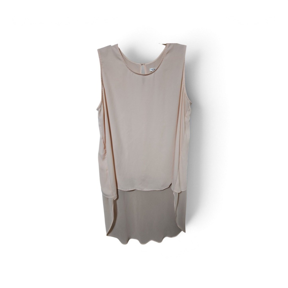 Cato Sleeveless Blush Pink Hi-Low Tiered Blouse with Keyhole Back XL 0588